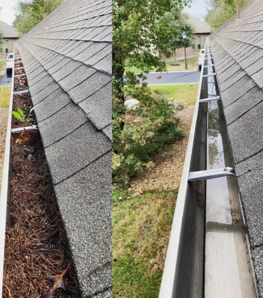 Gutter Cleaning before and after